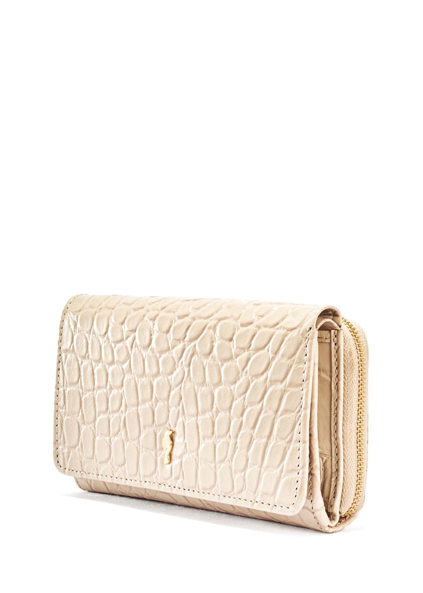 Cream croco leather women's wallet PORES-0956-12(W25)