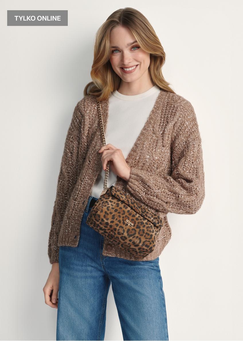 Women's leather handbag in leopard print TORES-1170-86(Z25)