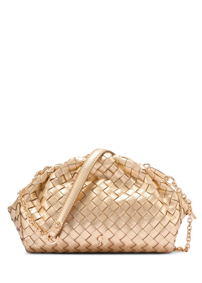 Leather gold braided women's handbag TORES 1291-2X(W26) - front product view, on a white background.