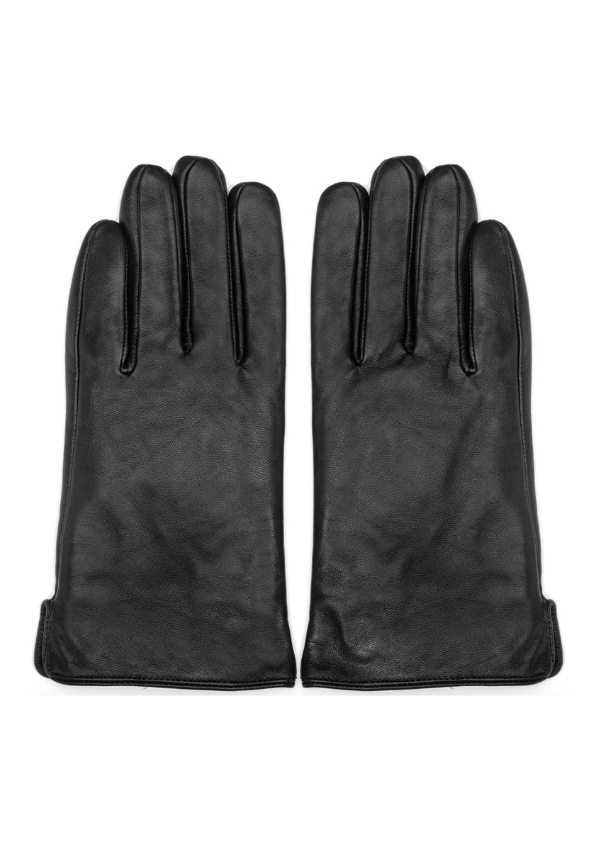 Men's leather gloves in black REKMS-0009A-99(Z26)