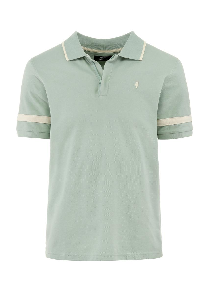 Mint cotton polo shirt POLMT-0082-53(W25), front product view on white background.