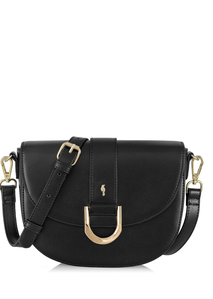 Women's black imitation leather postbag TOREC-0879-99(W24)-08