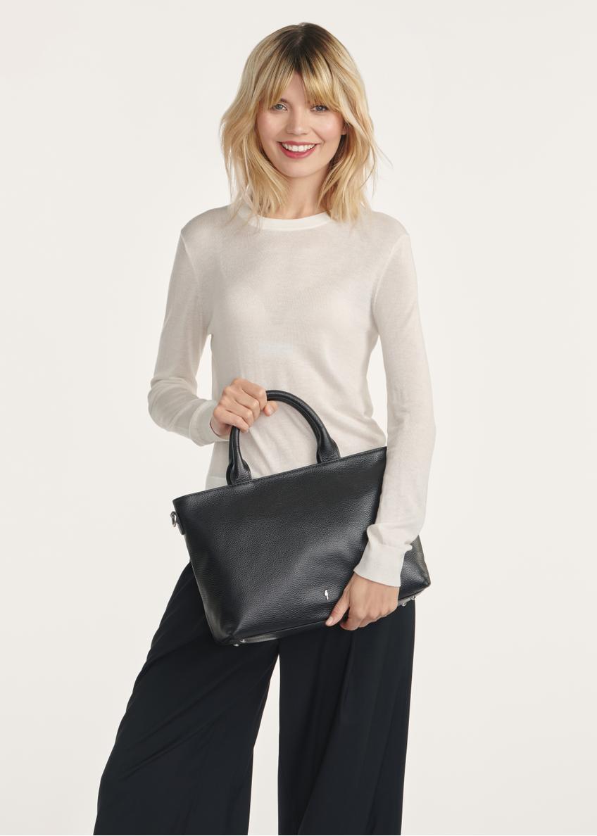 Black large leather women's handbag TORES-1158-99(Z25)