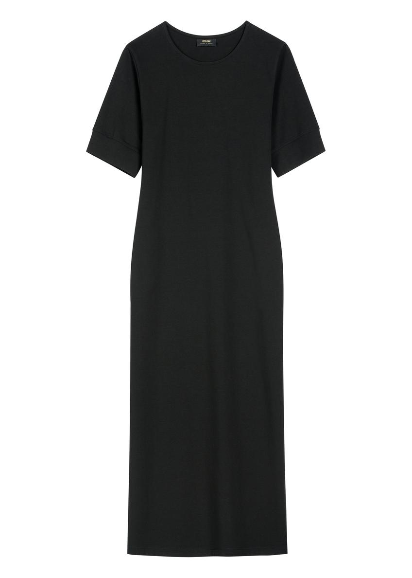 Black cotton midi dress SUKDT-0256-99(W26)