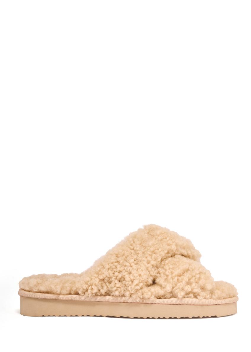 Beige women's wool slippers BUTYD-1321-1B(Z26)