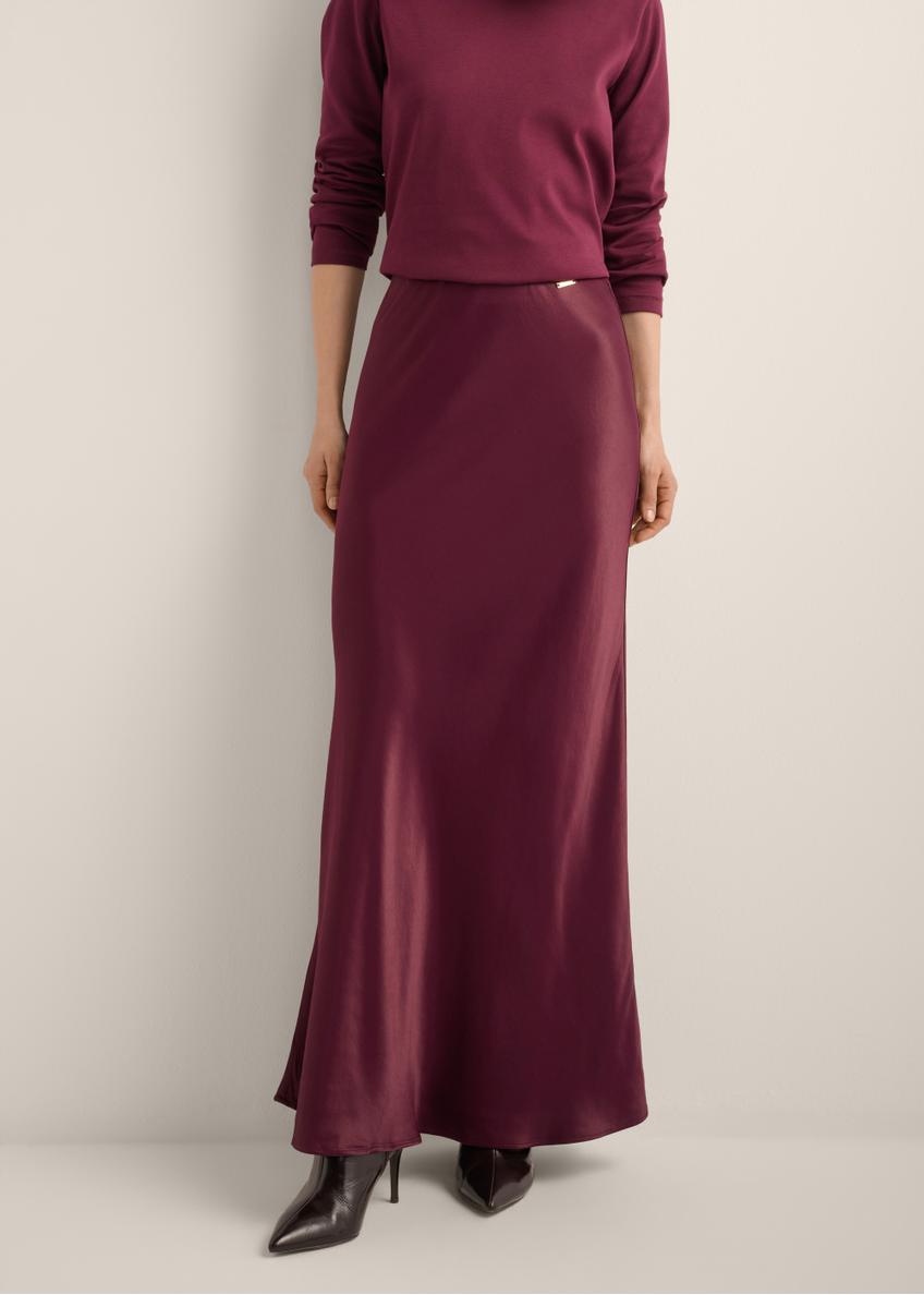 Burgundy long women's skirt SPCDT-0117-4D(Z26)