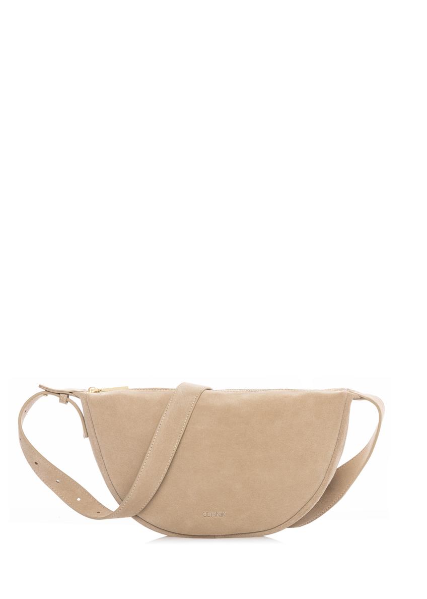 Beige leather semi-circular handbag TORES-1309-0B(W26)
