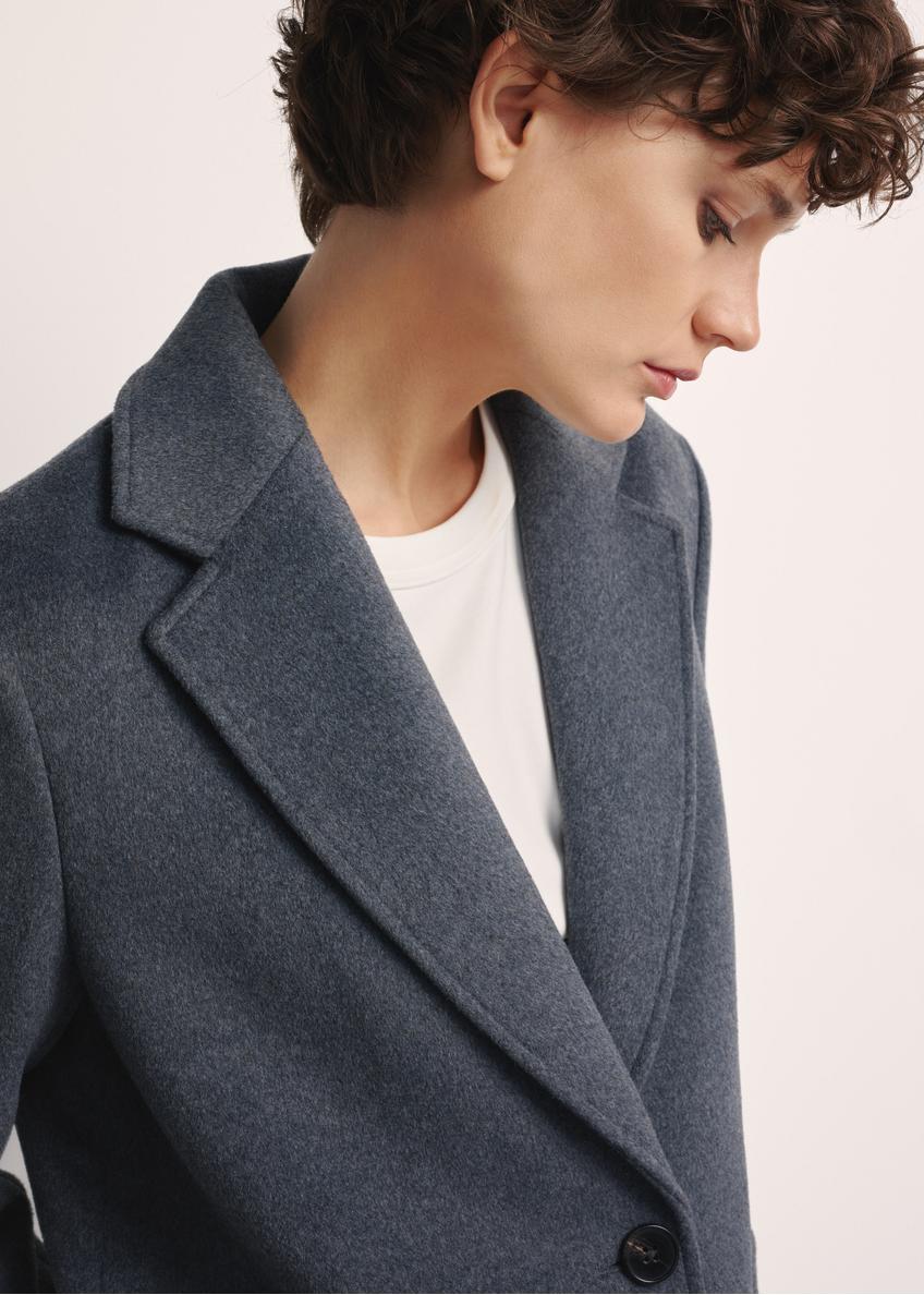 Gray woolen women's coat PLADT-0065-91(Z25)