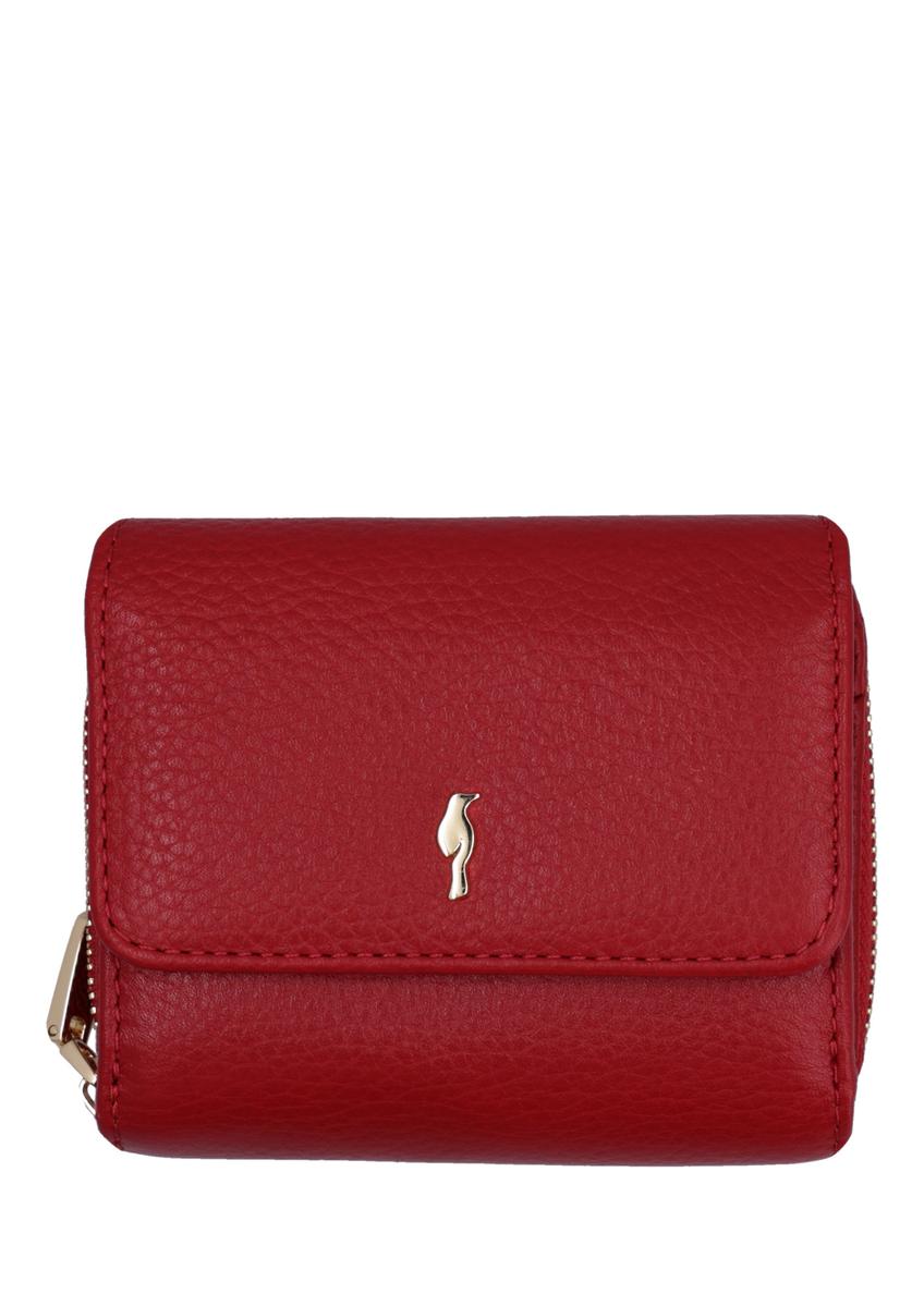 Red leather women's wallet with RFID protection PORES-0825RFID-4B(Z26), product view from the front on a white background.