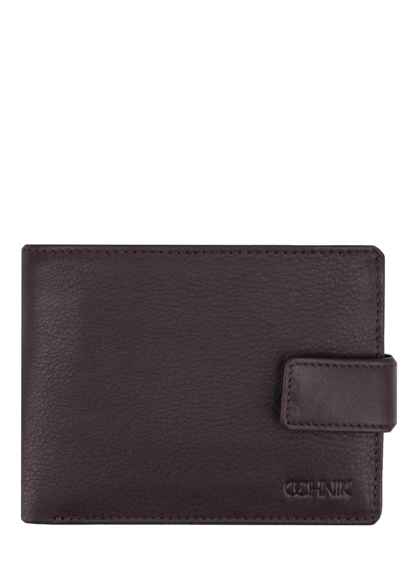 Brown men's leather wallet PORMS-0709-1H(Z26) - front product view, on white background.