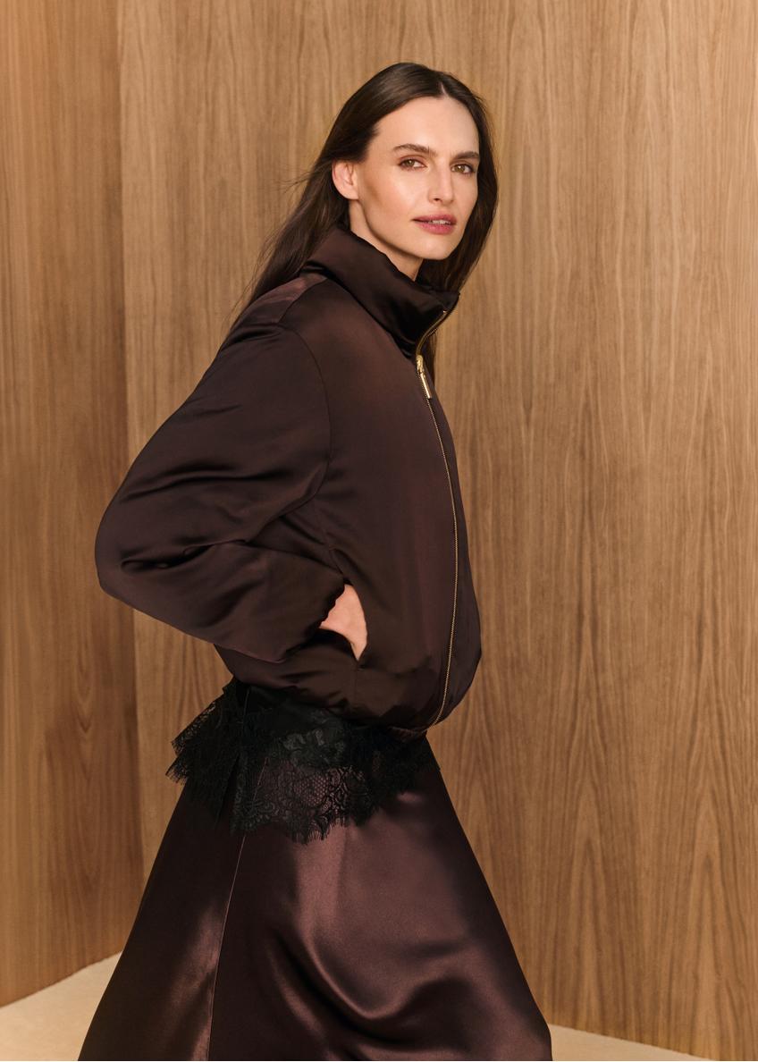 Dark brown double-sided women's jacket KURDT-0693-1I(Z26)