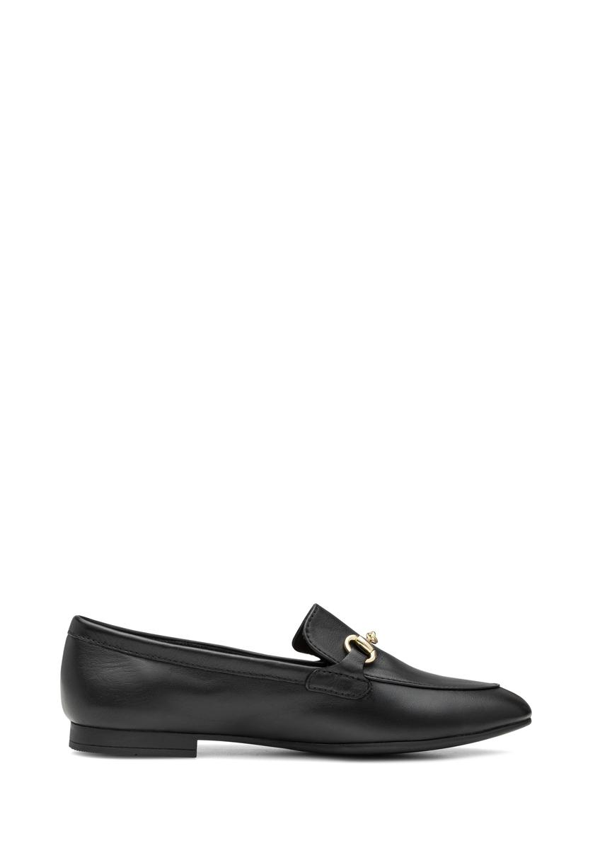 Women's black leather moccasins BUTYD-0916A-99(W26)