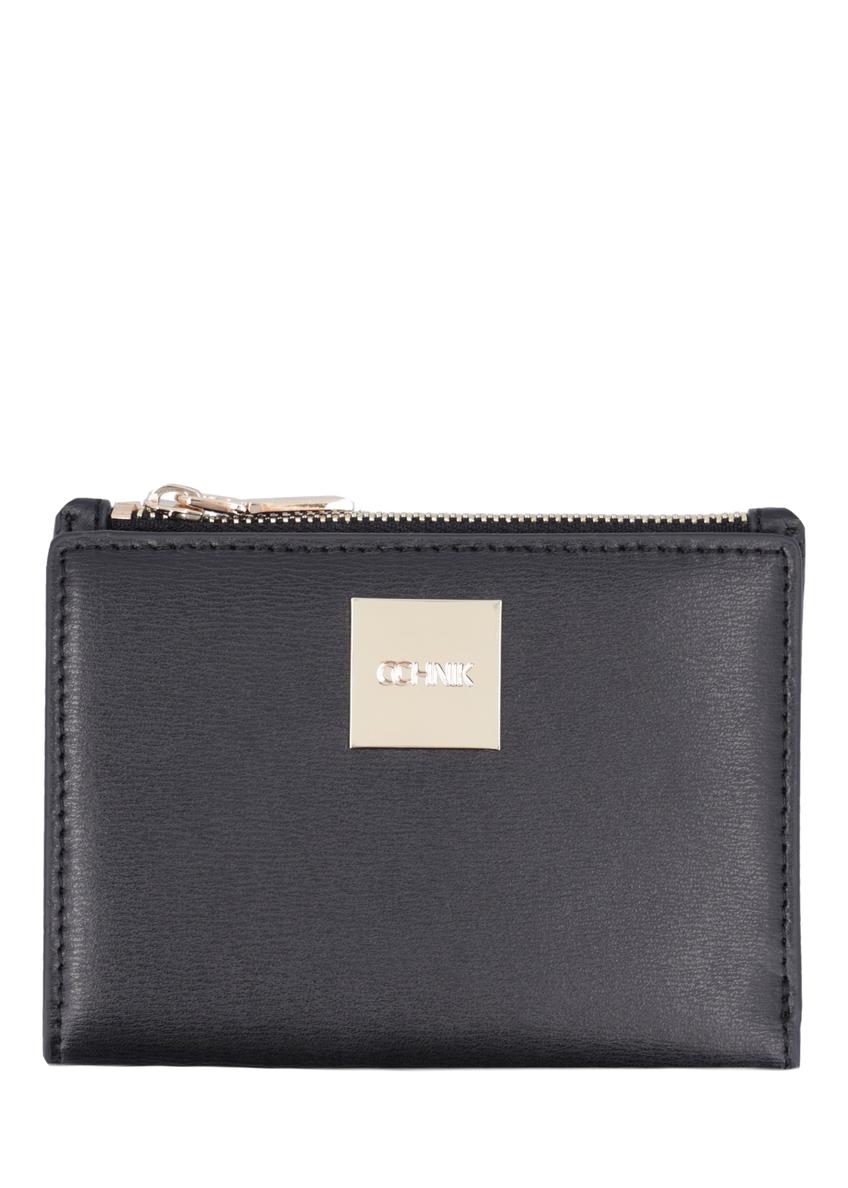 Black leather women's wallet PORES-1012-99(Z26), front product view on white background.