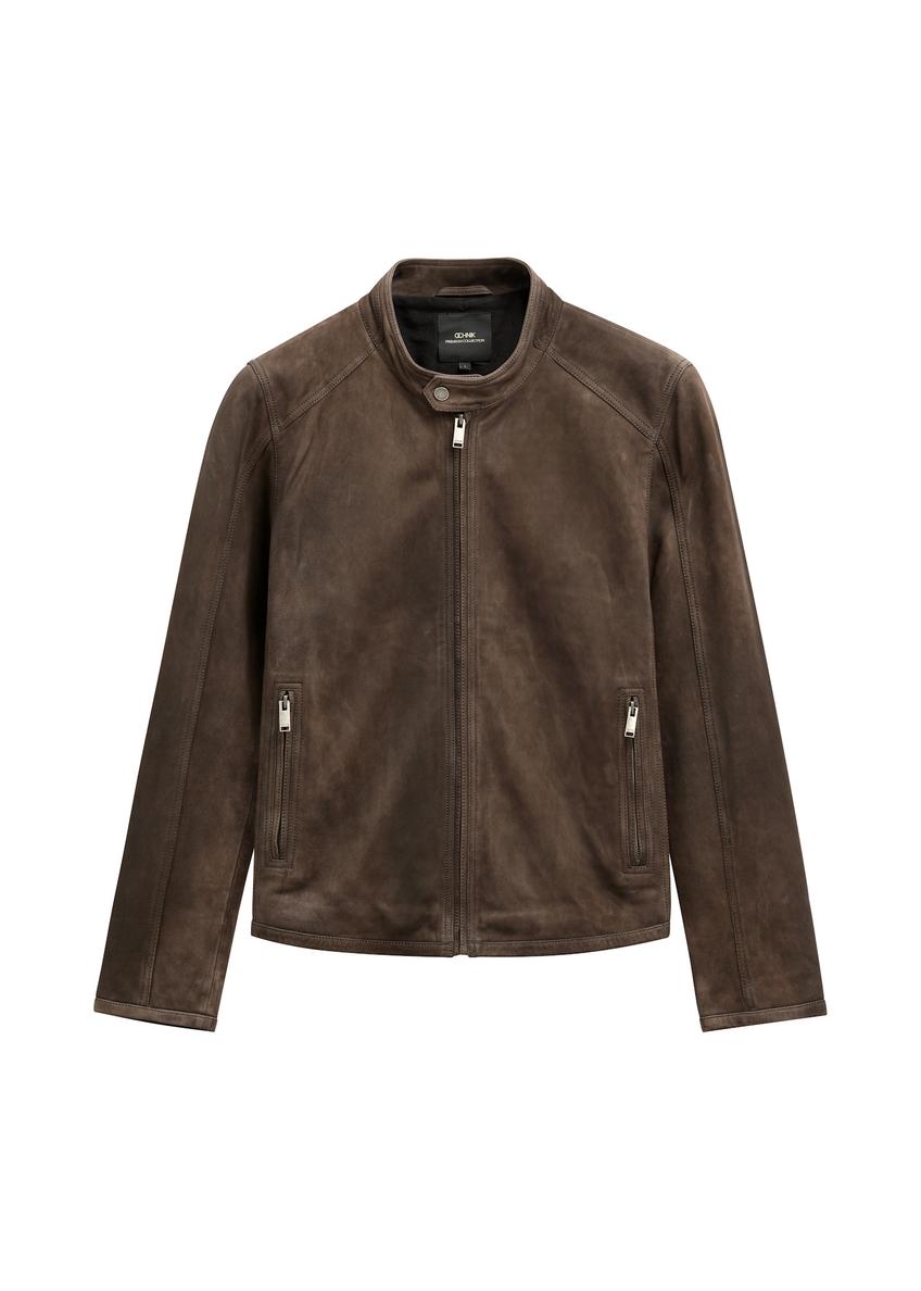 Brown suede men's jacket KURMS-0396-1I(W26)