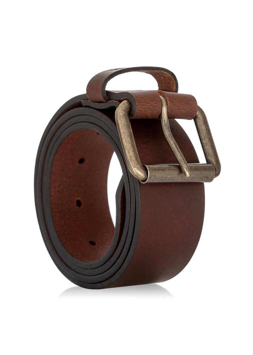 Brown leather men's belt PASMS-0164A-89(W23)