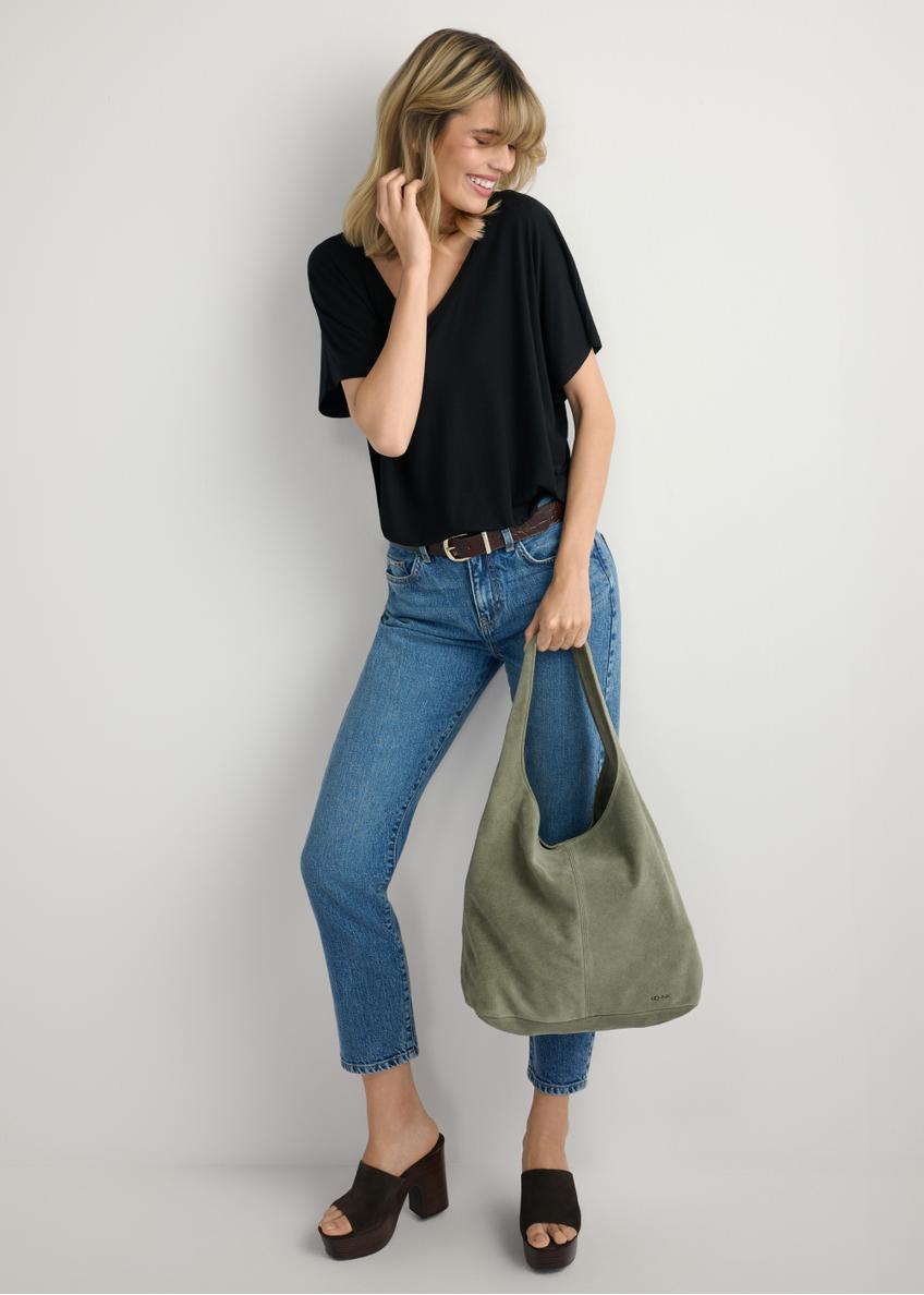 Sage suede women's shopper bag TORES-1177-8F(W26)