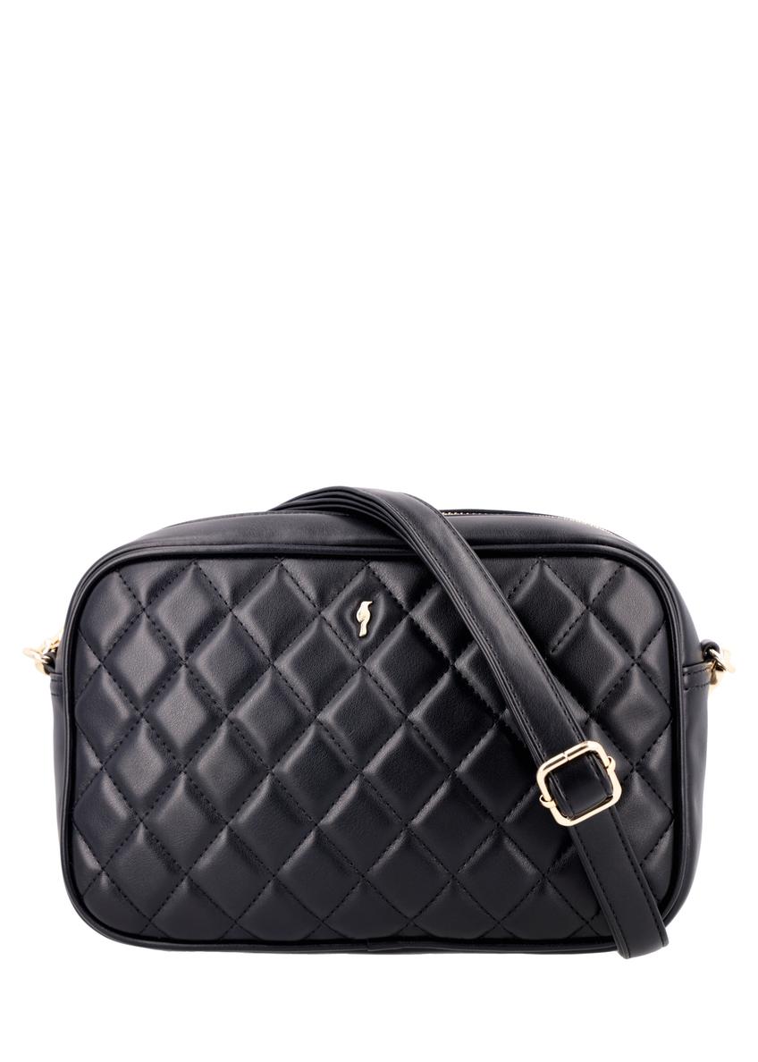 Black quilted women's handbag TOREC-1313-99(Z26), front product view on white background.