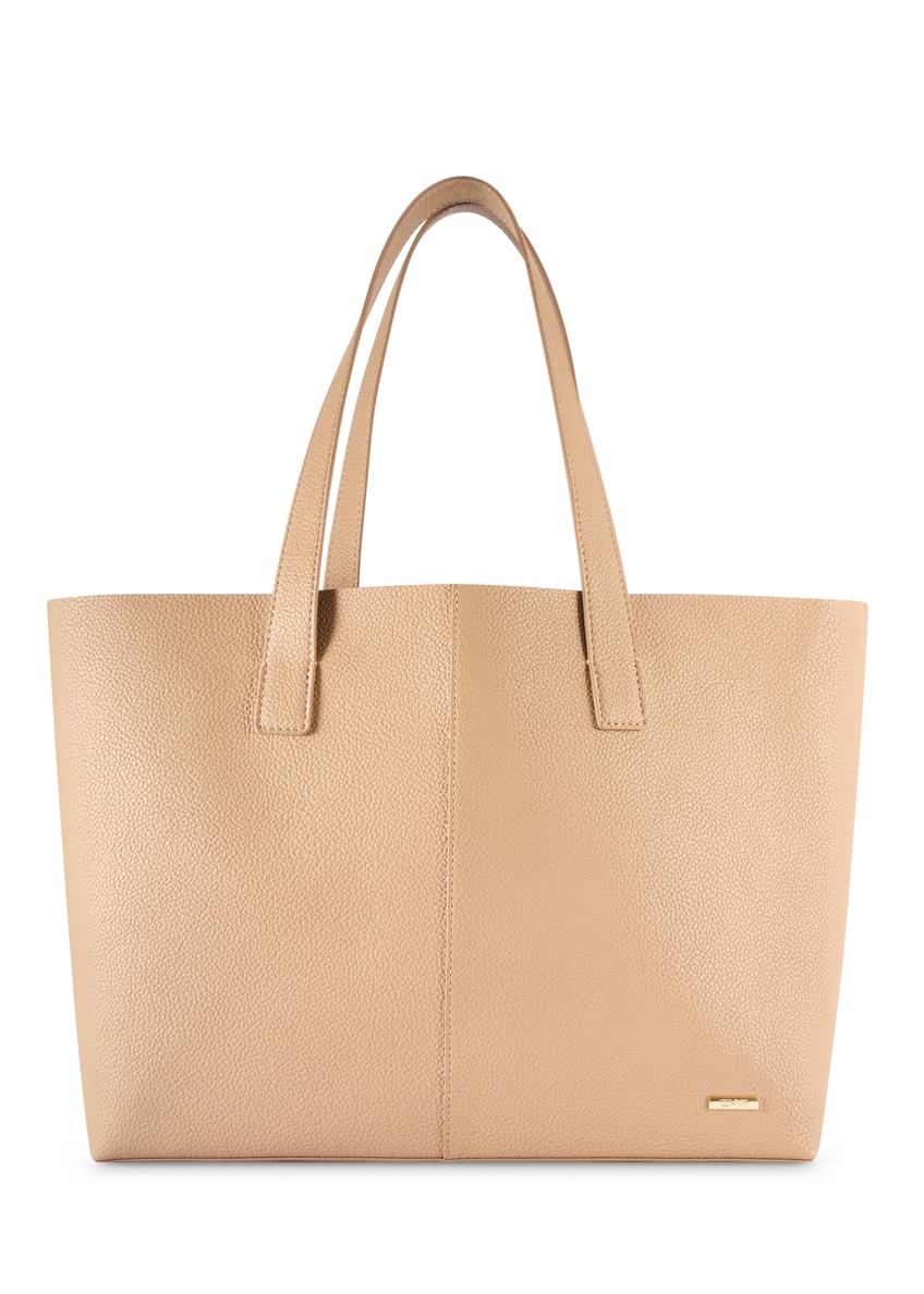 Beige women's shopper handbag TOREC-1208-1A(W26), front product view on white background.