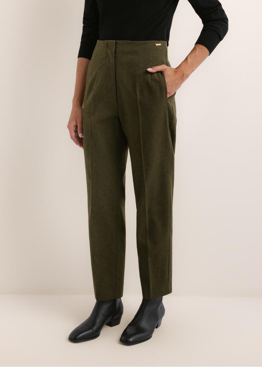 Women's green wool trousers SPODT-0136-8B(Z26)