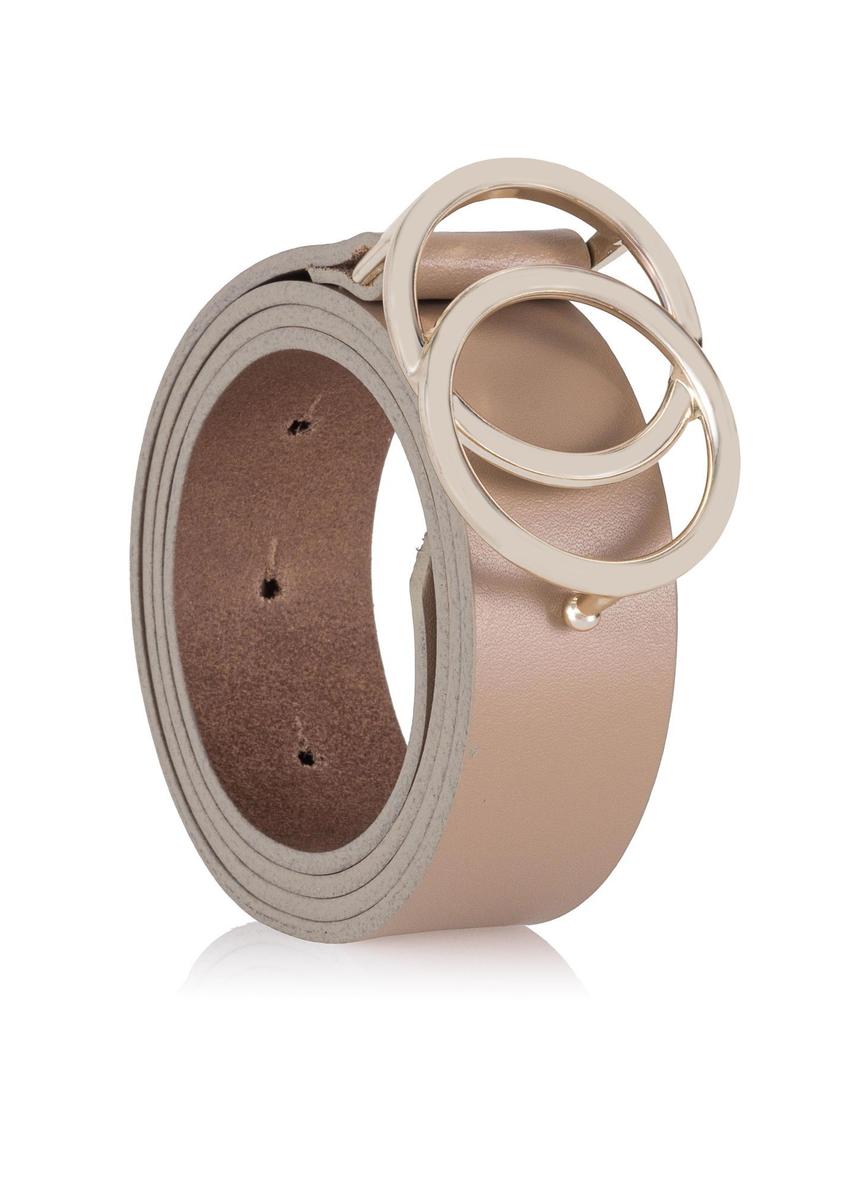 Beige leather women's belt PASDS-0172D-81(Z23)