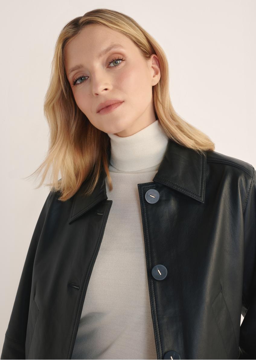 Women's leather jacket with buttons KURDS-0578-3184(W25)