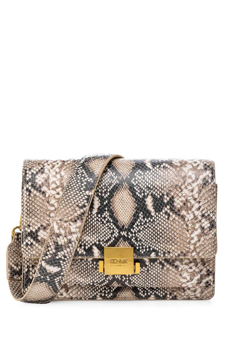 Women's leather handbag with animal motif TORES-1165-86(Z25), front product view on white background.