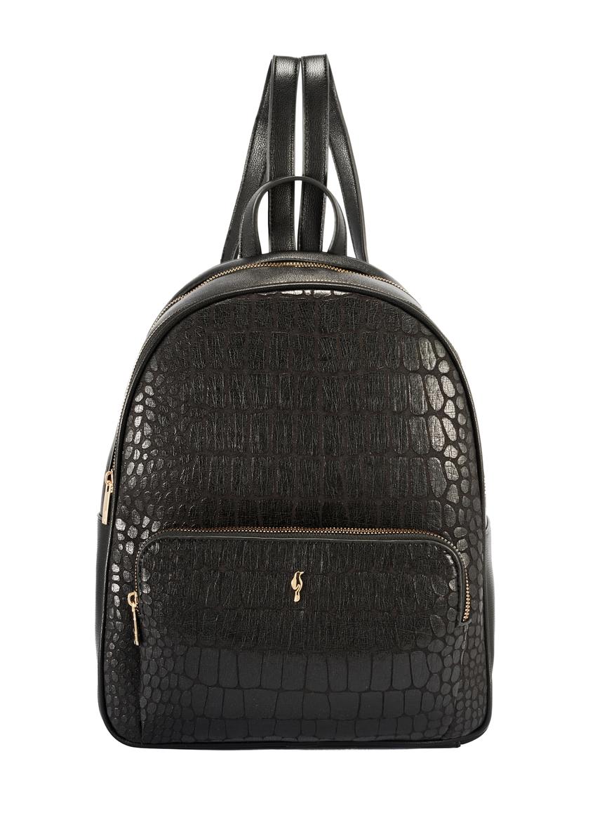 Black women's croco-style backpack TOREC-0725A-97(Z25)
