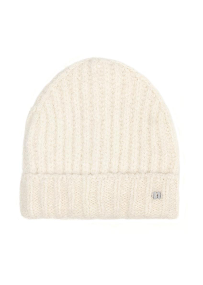 Cream-colored women's hat with wool CZADT-0205-0B(Z26), front view of the product on a white background.