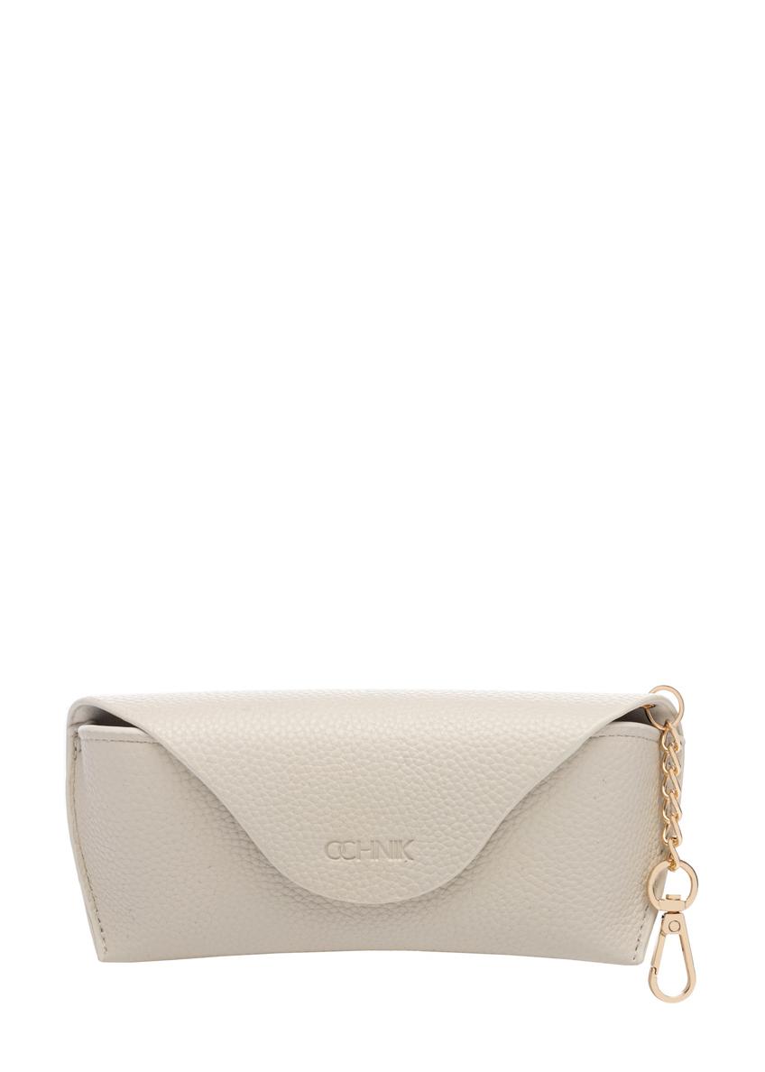 Cream glasses case POREC-0435-0B(W26), front product view on white background.