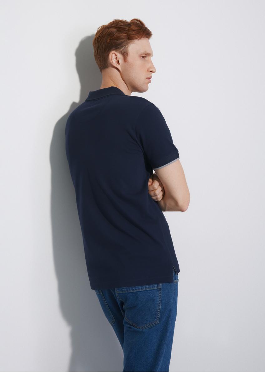 Navy blue men's polo shirt with logo POLMT-0045A-69(W24)