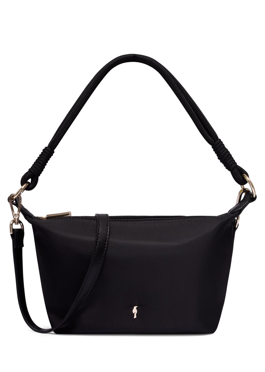 Black fabric women's handbag TOREN-0355-99(Z26), front product view on white background.