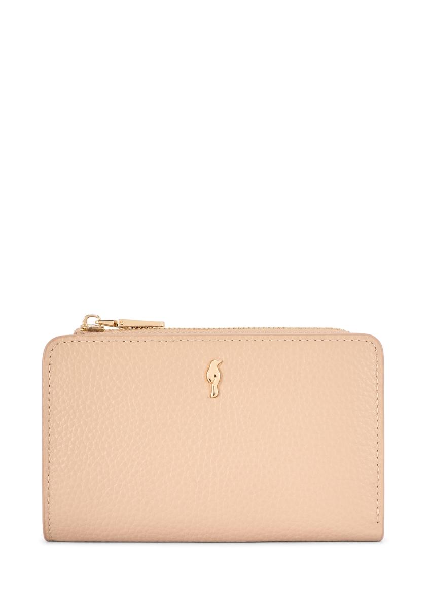 Beige women's leather wallet PORES-0977R-1B(W26), front product view on white background.