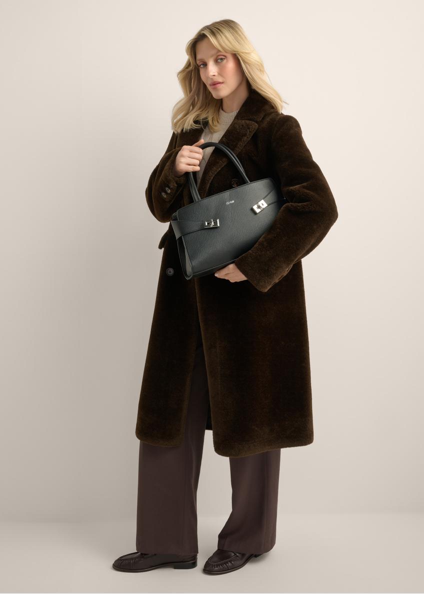 Elegant black women's handbag with decorative clasps TOREC-1374-9I(Z26)