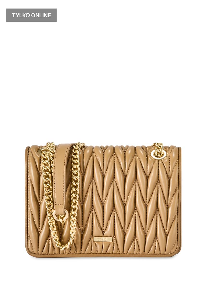 Beige women's handbag with chain TOREC-1102-24(Z25)