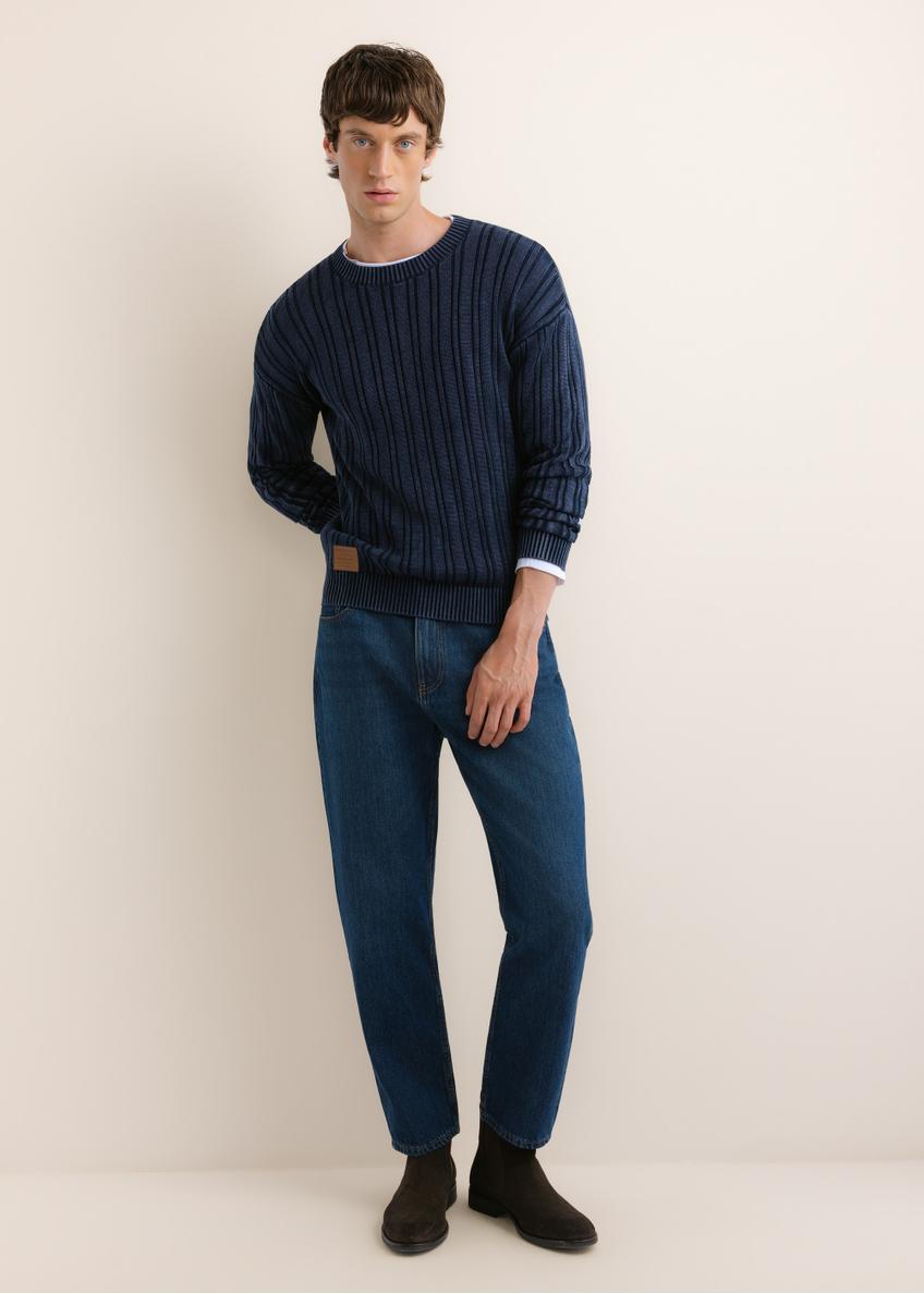 Navy blue cotton men's sweater SWEMT-0211-7E(Z26)