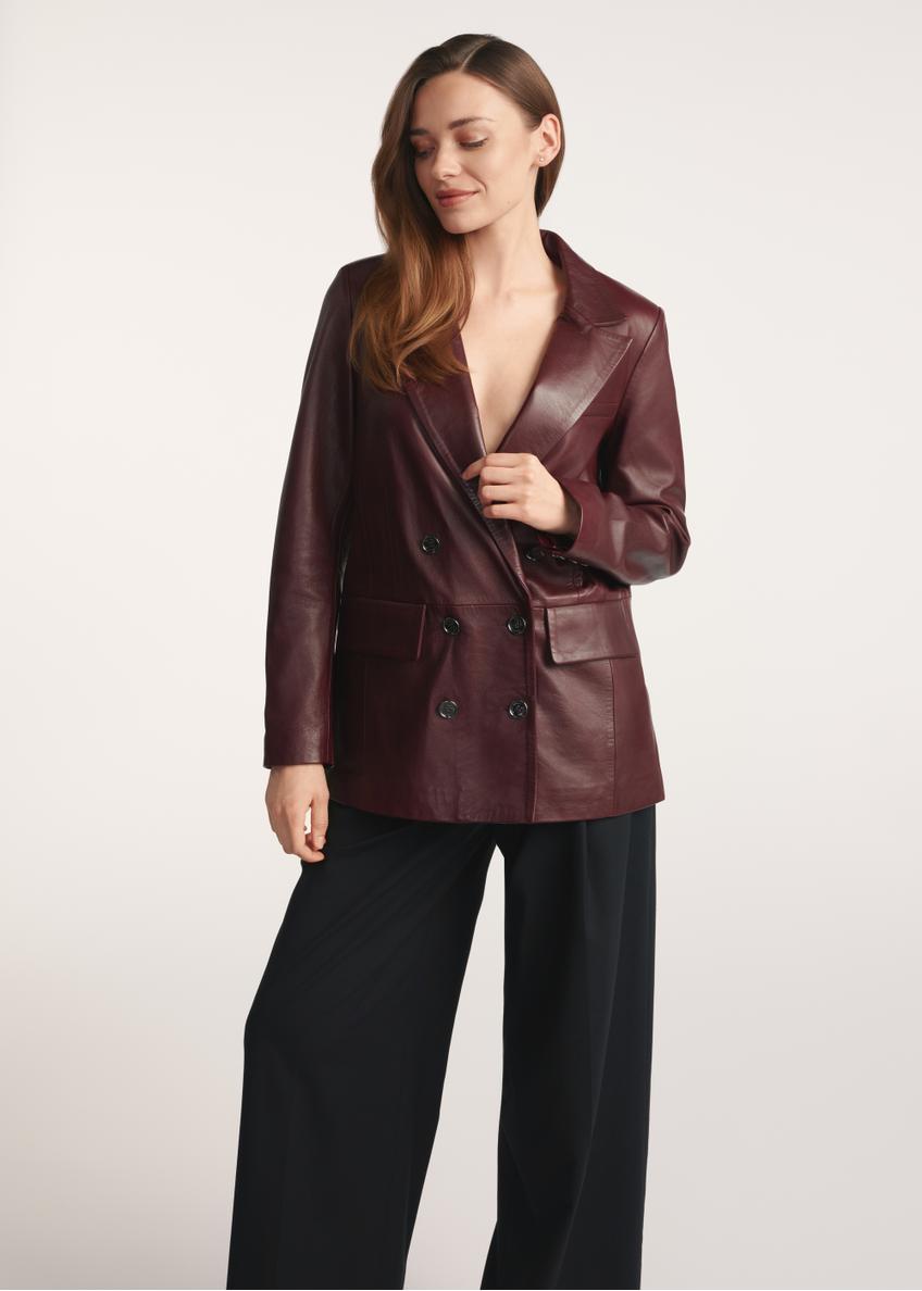 Burgundy women's leather jacket KURDS-0556-2869(Z25)