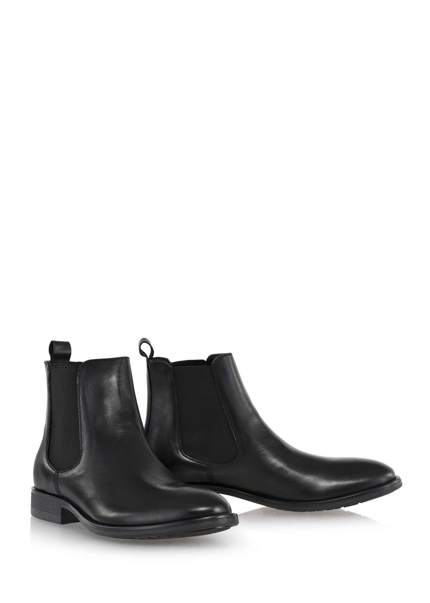 Black leather ankle boots for men BUTYM-0463-99(Z24)