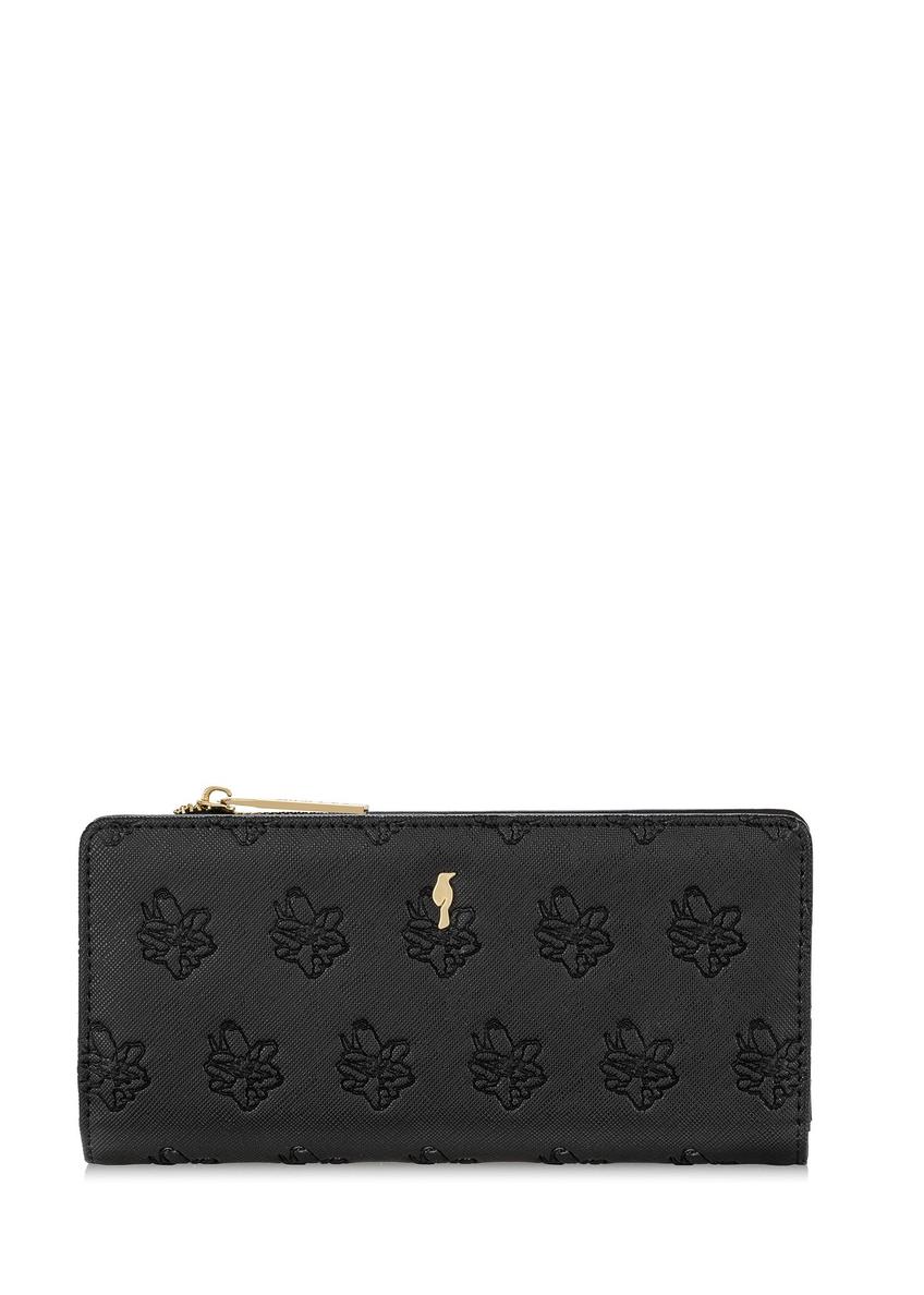 Large black ladies wallet with embossing POREC-0363-99(W24)-09