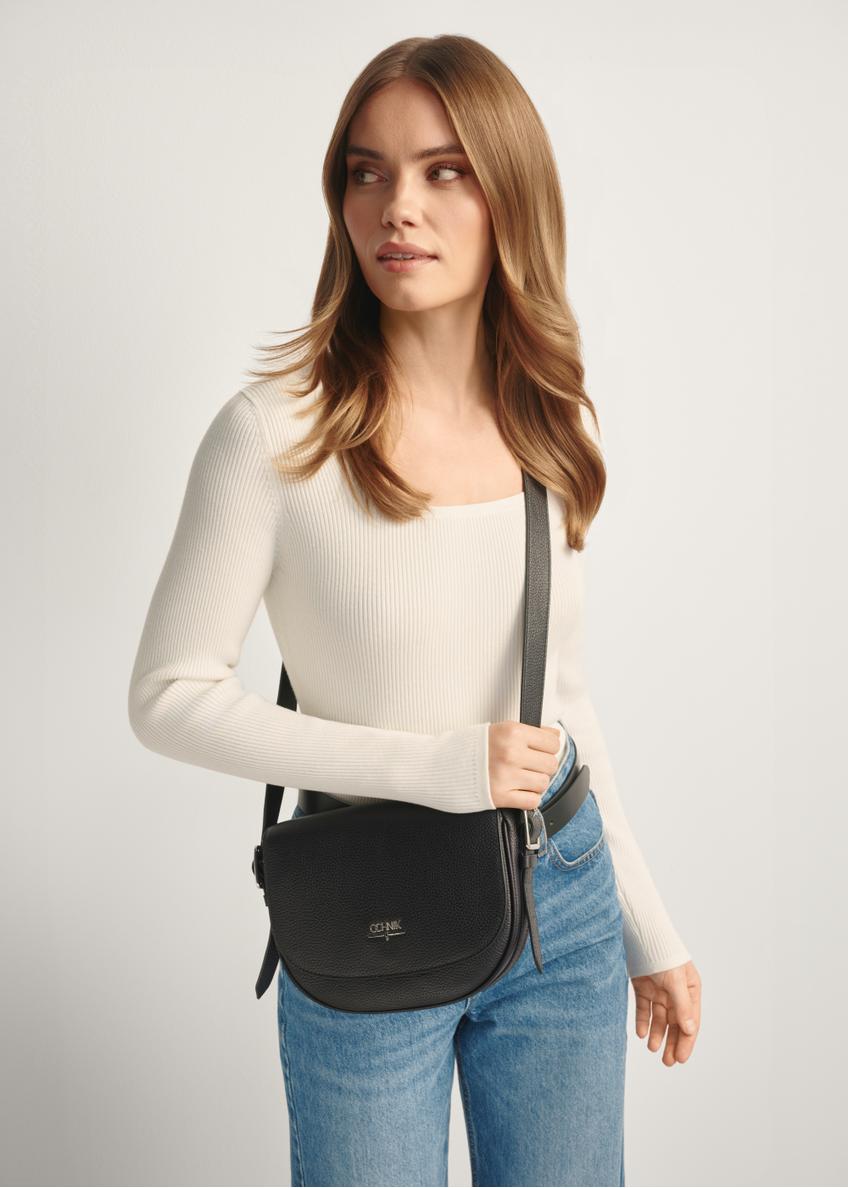 Black leather women's shoulder bag TORES-1218-9I(W26)