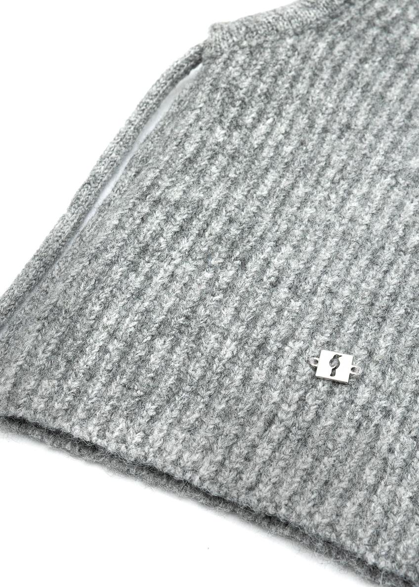 Gray women's scarf with hood SZADT-0215-91(Z25)