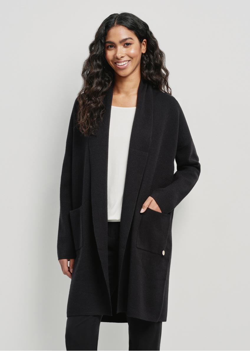 Black women's basic cardigan KARDT-0041-99(W24)-01