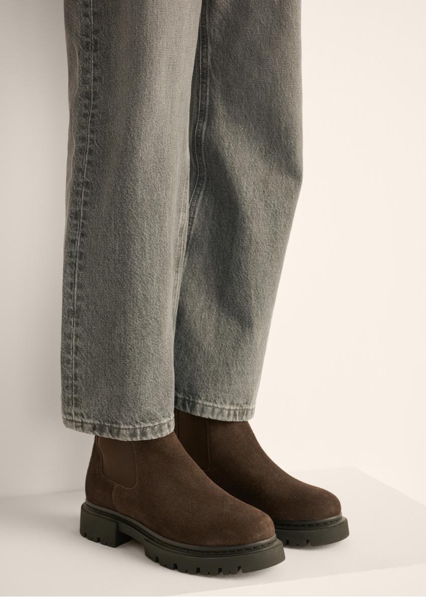 Dark brown suede women's Chelsea boots BUTYD-1093-1I(Z26)