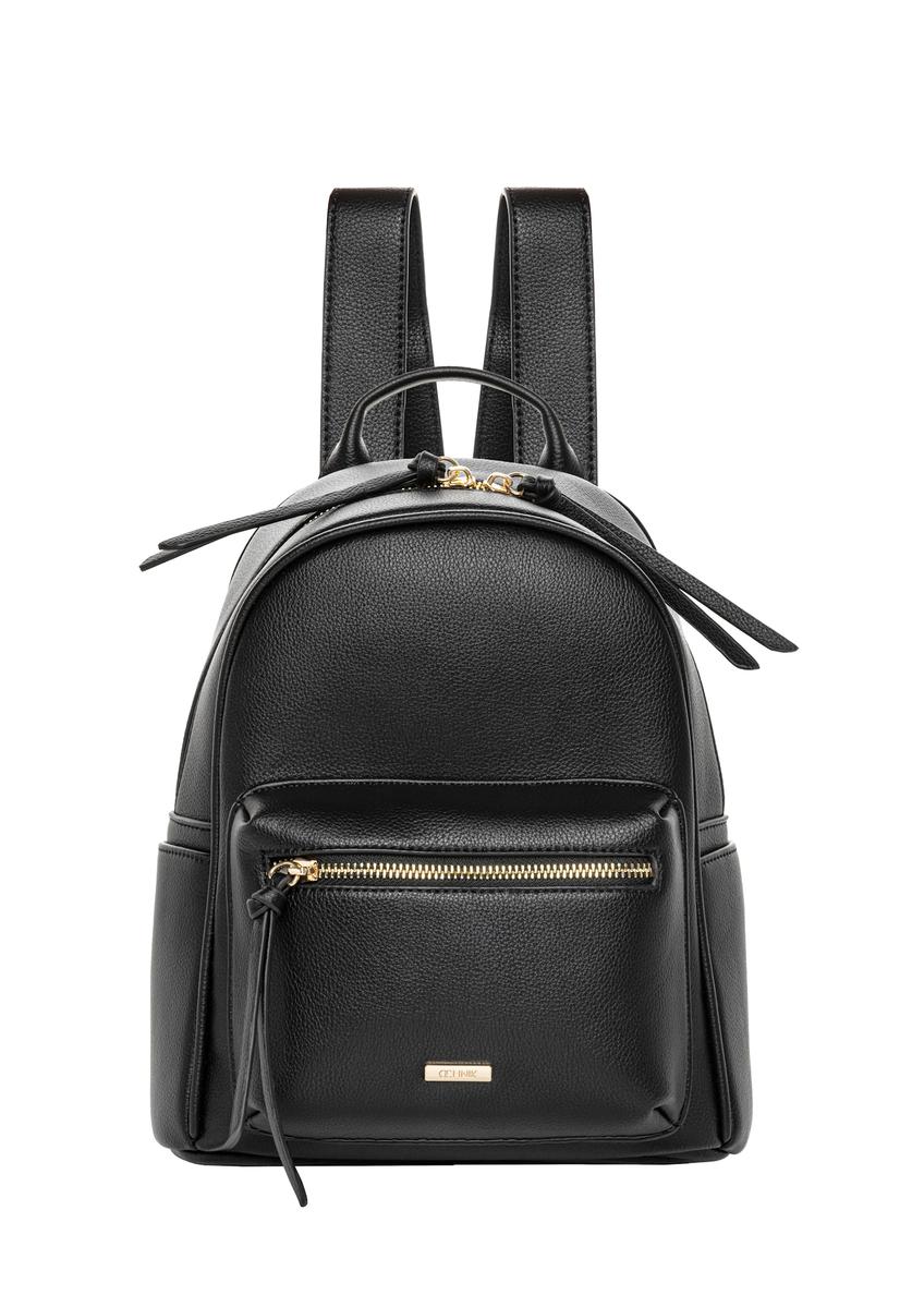 Black small women's backpack TOREC-1256-99(Z26), front product view on white background.
