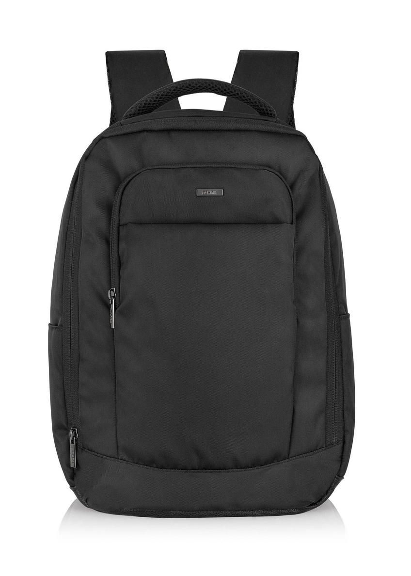 Black backpack PLCMN-0014A-99(Z25), front product view on white background.