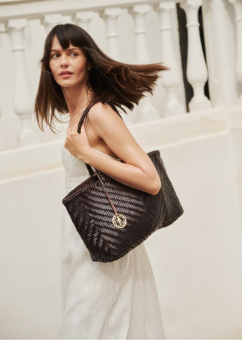 Dark brown woven women's handbag TORES-1301-1I(W26)