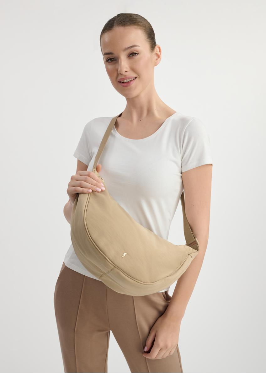 Semi-circular women's handbag in beige TOREN-0316-81(W25)