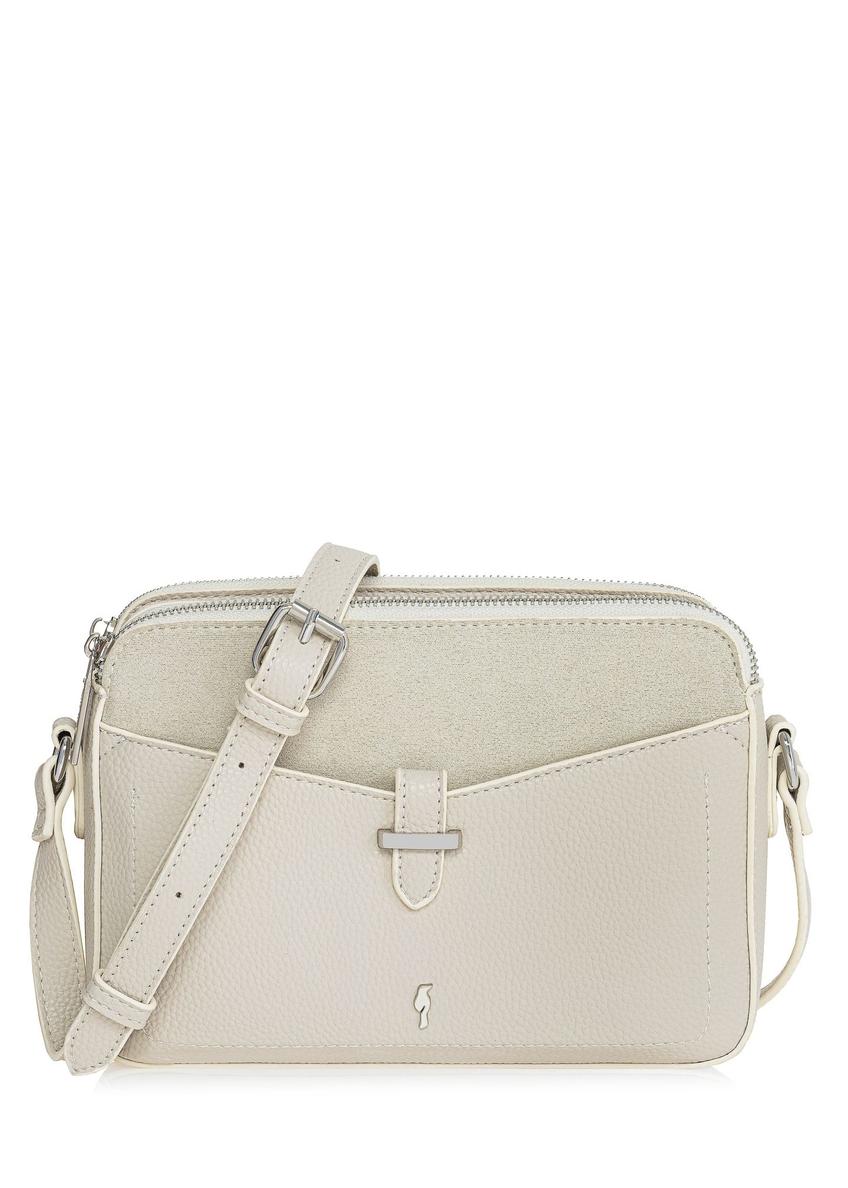 Cream three-compartment women's handbag TOREC-0830A-12(W25)-08