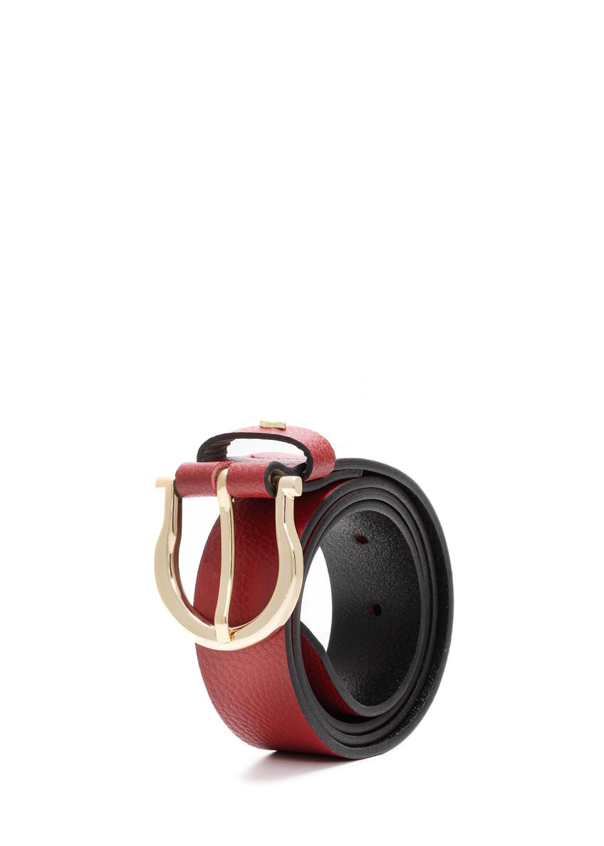 Red leather women's belt PASDS-0274B-49(Z25)