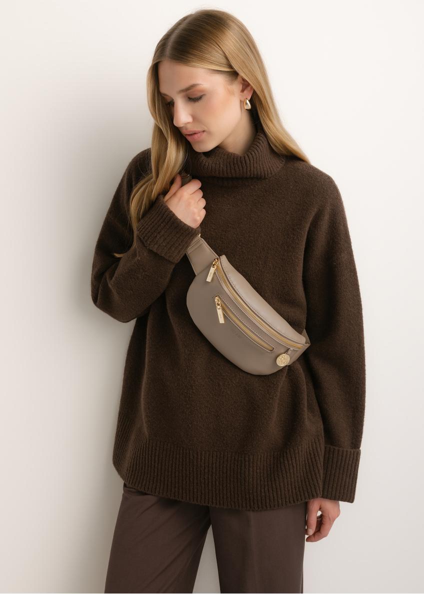 Women's waist bag in a gray-brown shade TOREC-1338-1K(Z26)