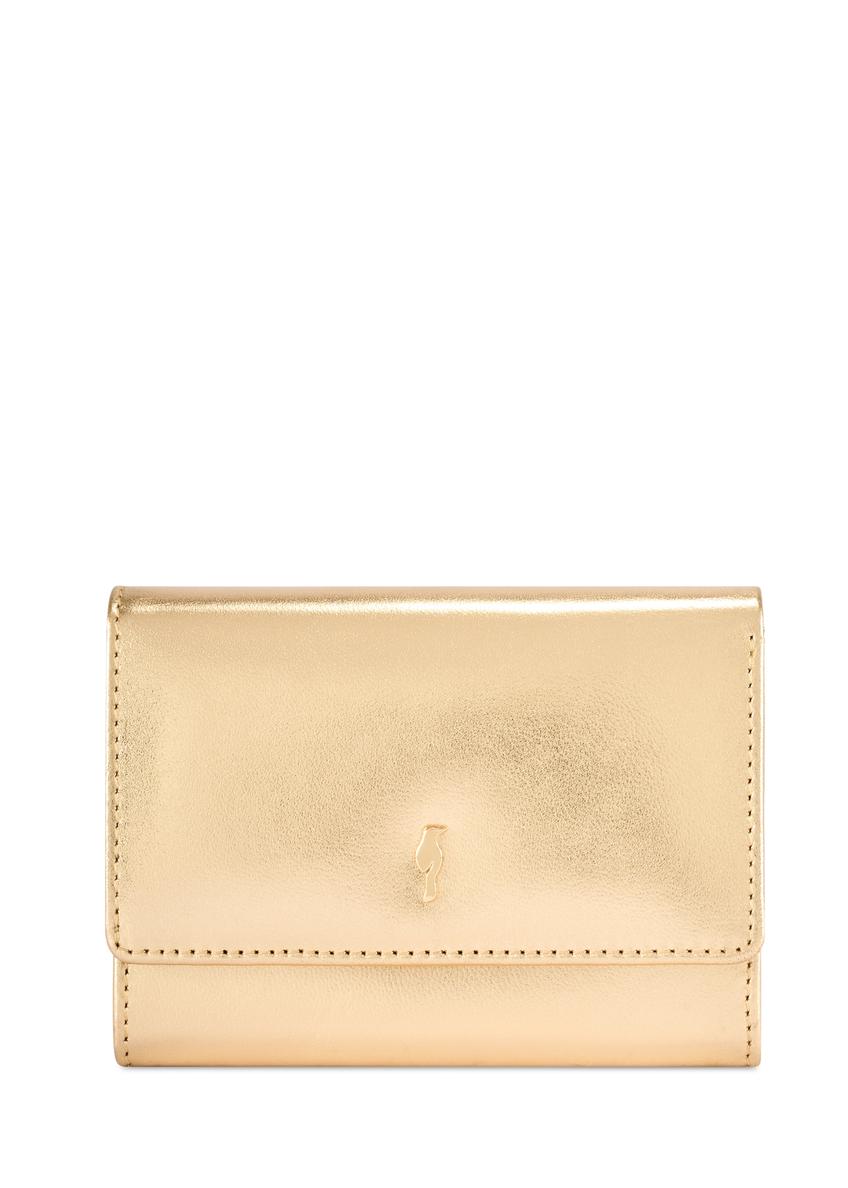 Women's gold leather wallet PORES-0959-2X(W26) - front product view, on white background.